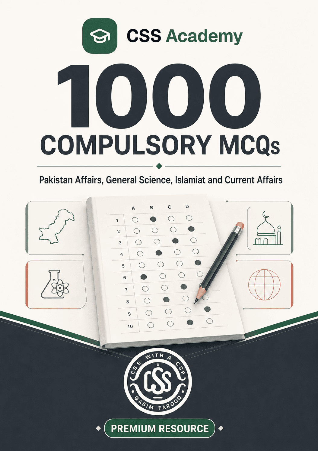 Preview page from 1000 Compulsory MCQs - CSS MCQ Bank