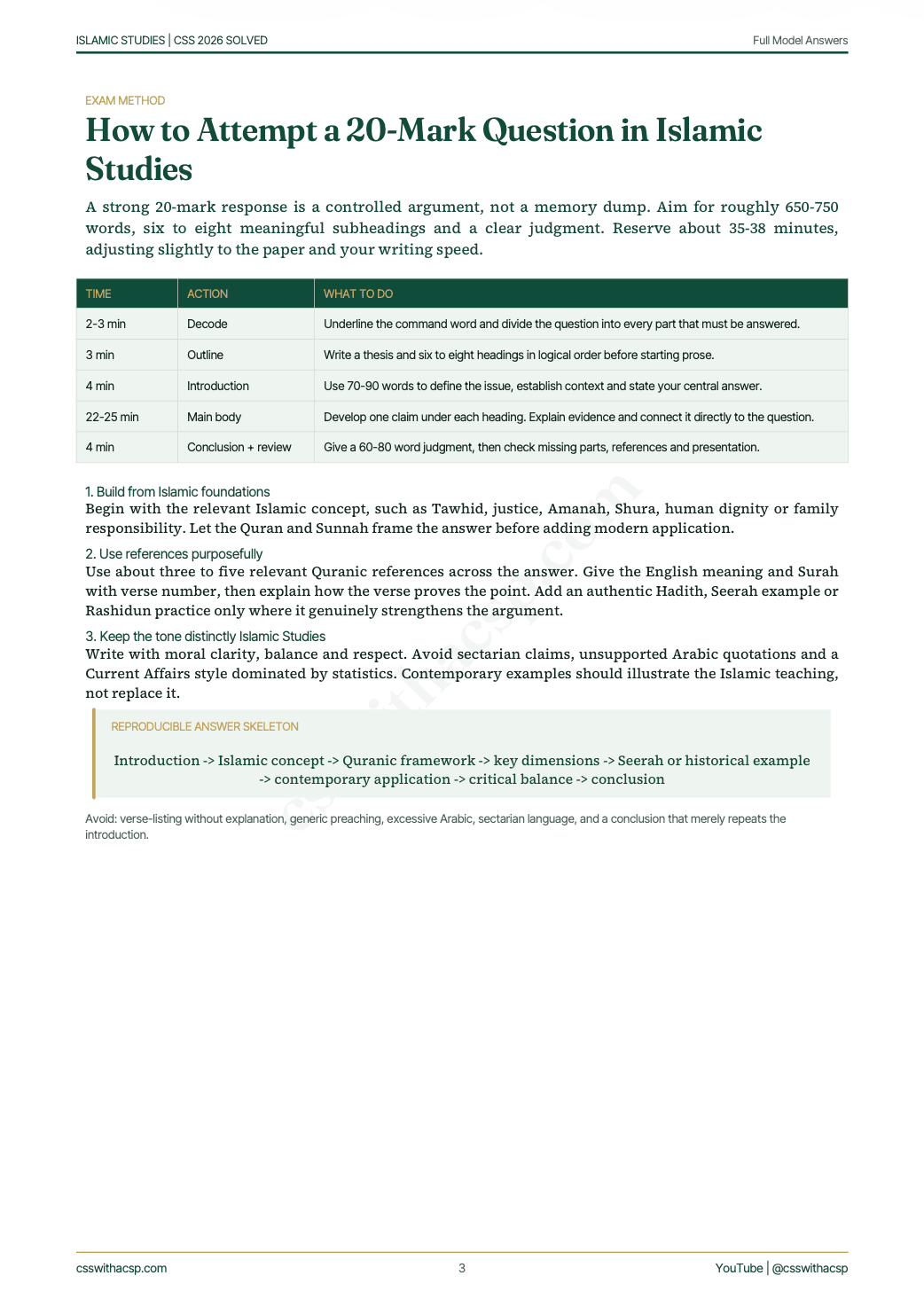 Islamic Studies - CSS 2026 Paper Solved — sample page