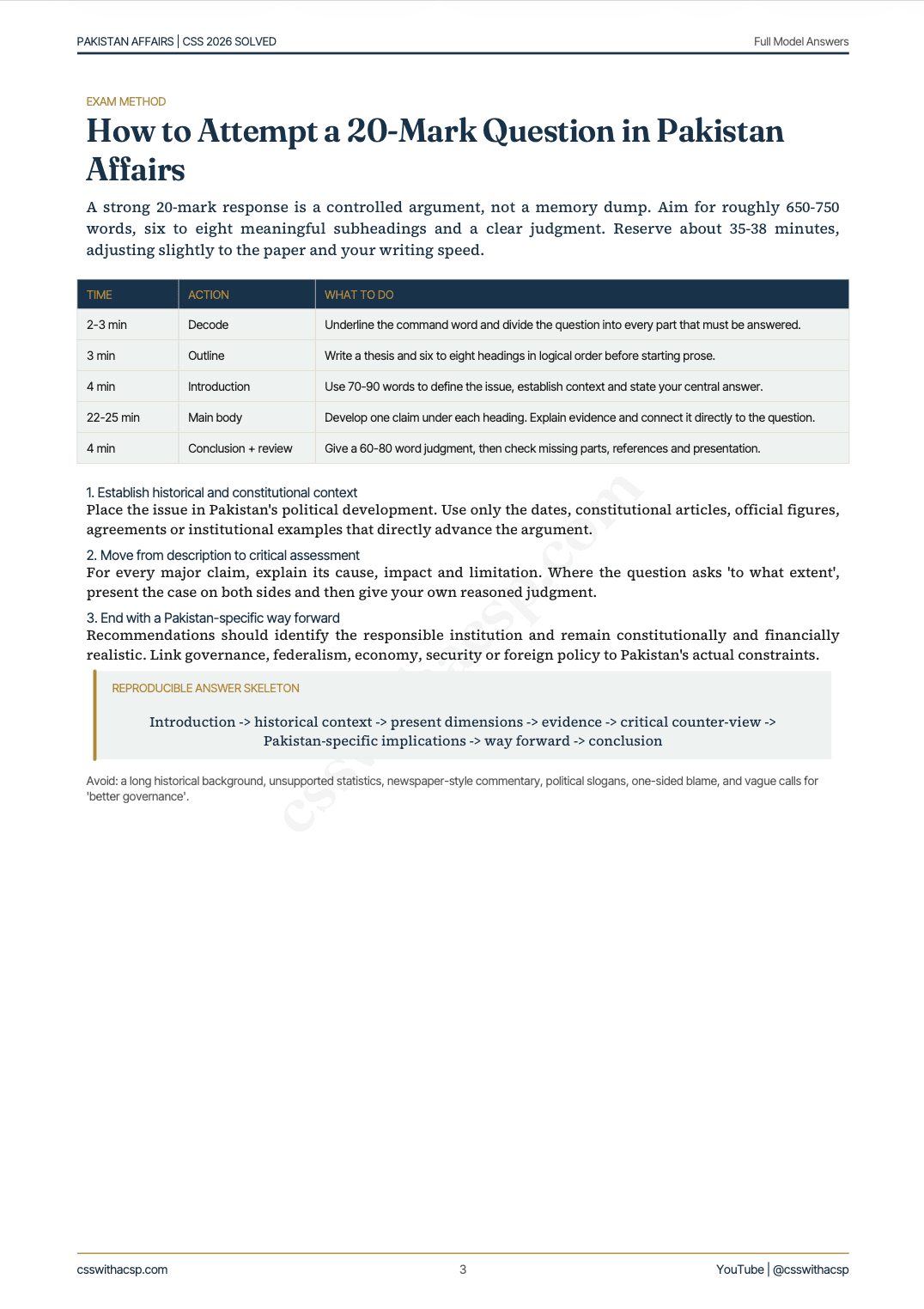 Pakistan Affairs - CSS 2026 Paper Solved — sample page