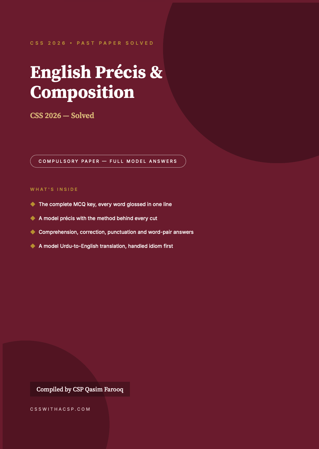 English Precis & Composition - CSS 2026 Solved Paper — cover