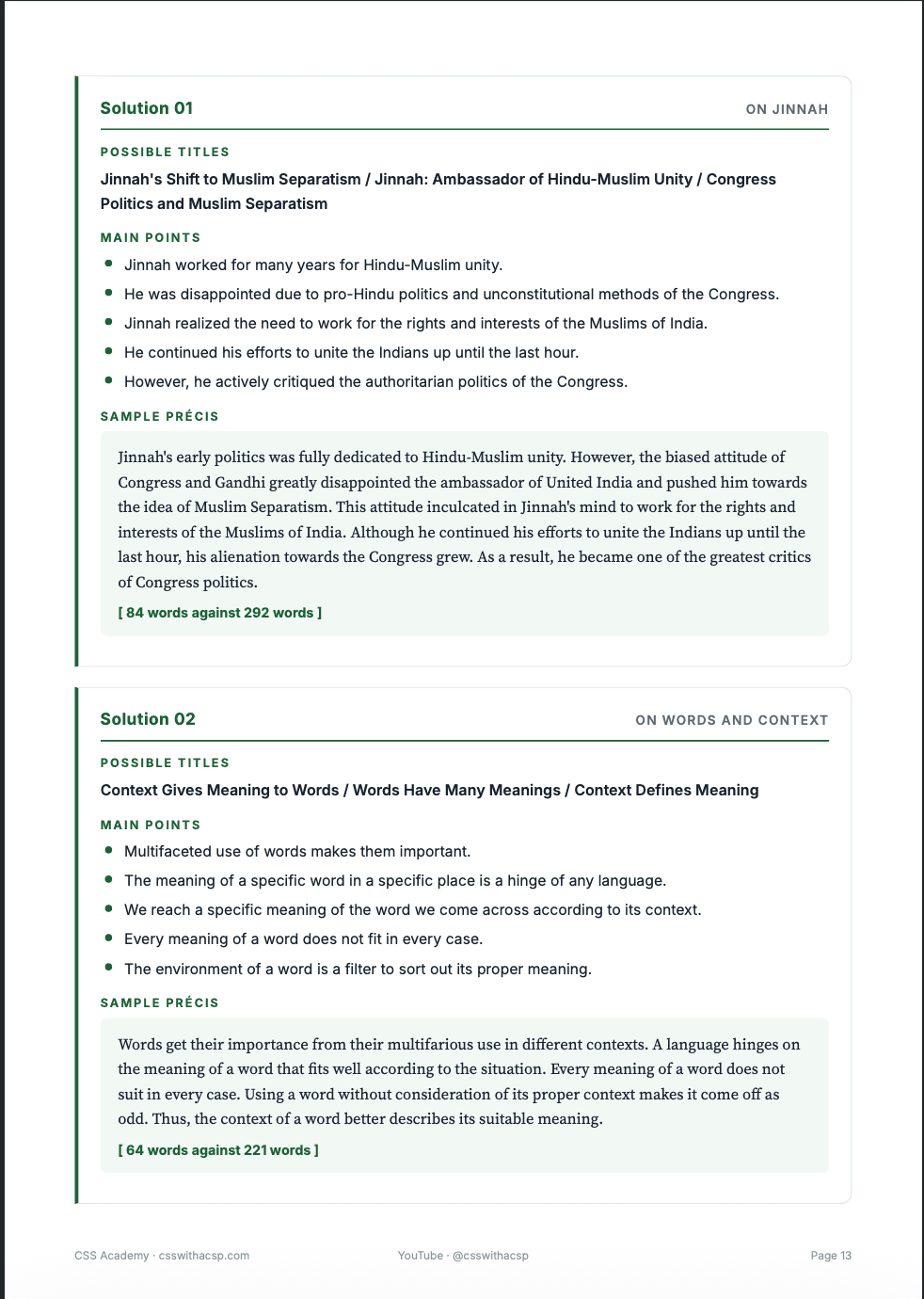 Précis Writing Handbook: Master the 20-Mark Question — sample page